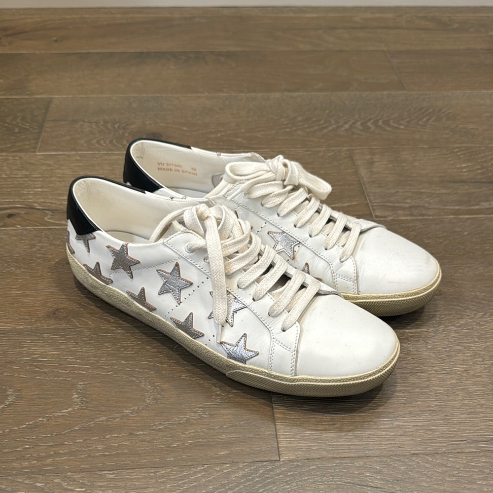 White Sneakers with Black Stars